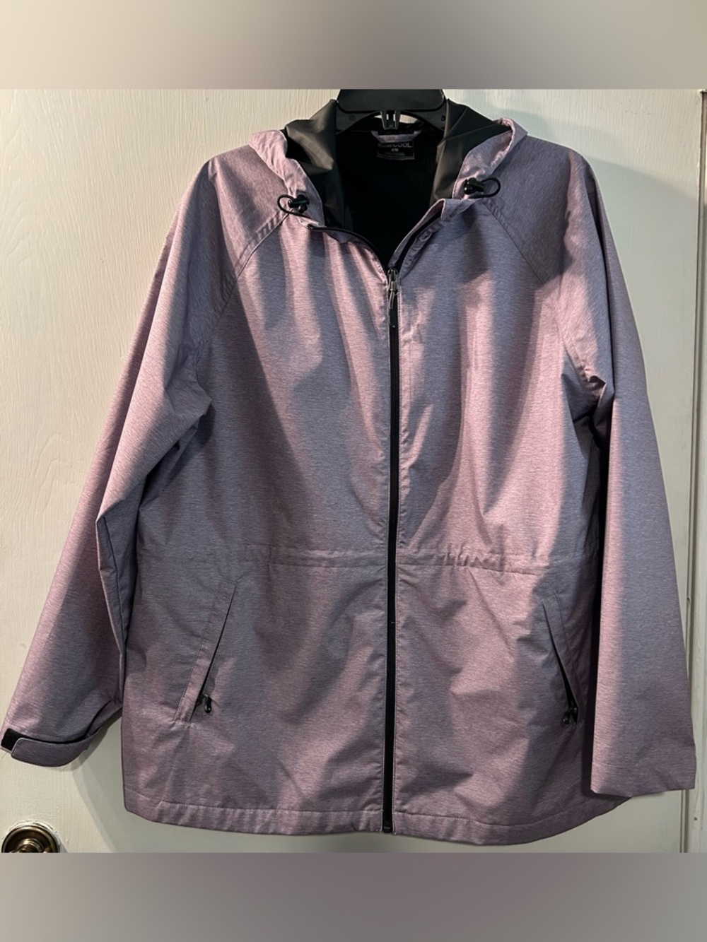 Women’s Light Purple Hooded Zip rain Jacket Size L